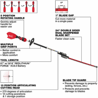 M18 FUEL™ Pole Articulating Hedge Trimmer