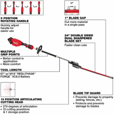 M18 FUEL™ Pole Articulating Hedge Trimmer Kit