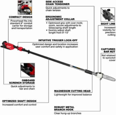 M18 FUELTM 13 ft Telescoping Pole Saw Kit, 2.35HP, 10 Inch Bar