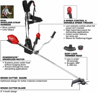 M18 FUELTM Brush Cutter, 9 Inch Blade, 6200 RPM, 16 Inch Cutting Diameter