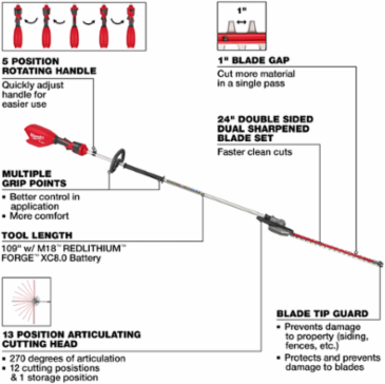M18 FUEL™ Extended Pole Articulating Hedge Trimmer