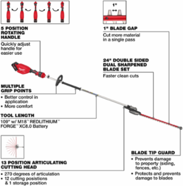 M18 FUEL™ Extended Pole Articulating Hedge Trimmer Kit