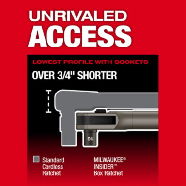 M12 FUEL INSIDER Extended Reach Box Ratchet Kit, 60 Ft-Lbs Torque, 350 RPM, 15.2 Inch Length