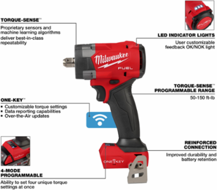 M18 FUELTM 1/2 Inch Compact Impact Wrench, 220 ft-lbs Torque, 2.8 lbs