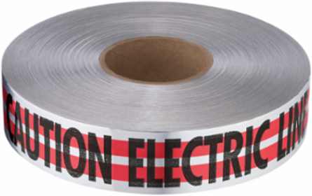 MAGNATEC Premium Detectable Tape - 1000 Ft x 3 Inch, Electric Line Warning Red/Silver/Black