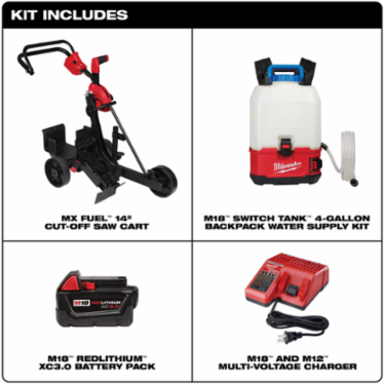 Cut-Off Saw Cart Kit with M18 SWITCH TANK, Adjustable Depth, 42 Inch Length