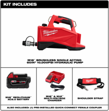 M18™ Brushless 60in³ 10,000psi Hydraulic Pump, 12.6 lbs, Cordless