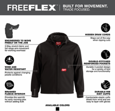 FREEFLEX™ Softshell Hooded Jacket - Black, Men’s Regular Fit, 2 Pockets