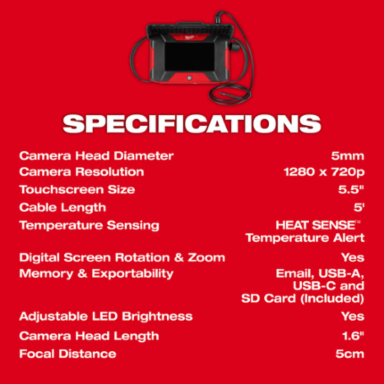 M12™ Auto Shop Borescope w/ Wi-Fi® File Sharing