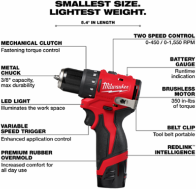 M12™ Subcompact Brushless 3/8" Drill/Driver Kit