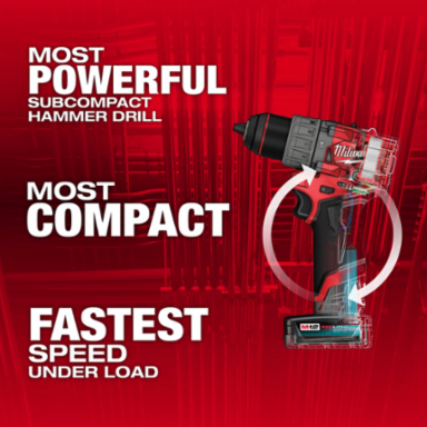 M12 FUEL 1/2 Inch Hammer Drill/Driver Kit, 2.6 lbs, 33.33 ft-lbs Torque