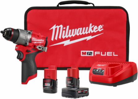 M12 FUEL 1/2 Inch Hammer Drill/Driver Kit, 2.6 lbs, 33.33 ft-lbs Torque