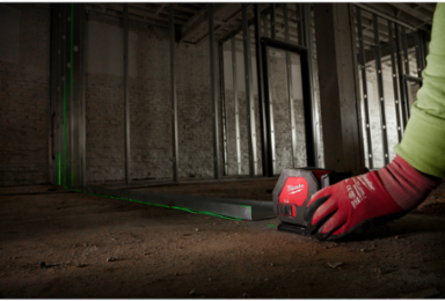 Green Cross Line Laser, 100 ft Range, Self-Leveling, 8+ Hour Runtime