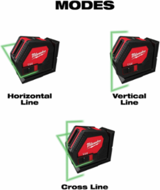 Green Cross Line Laser, 100 ft Range, Self-Leveling, 8+ Hour Runtime