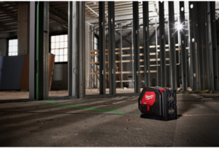 Green Cross Line Laser, 100 ft Range, Self-Leveling, 8+ Hour Runtime
