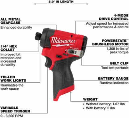 M12 FUEL™ 1/4" Hex Impact Driver