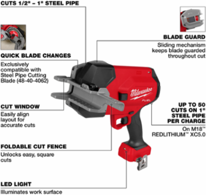 M18 FUEL™ ½”-1” Steel Pipe Cutter