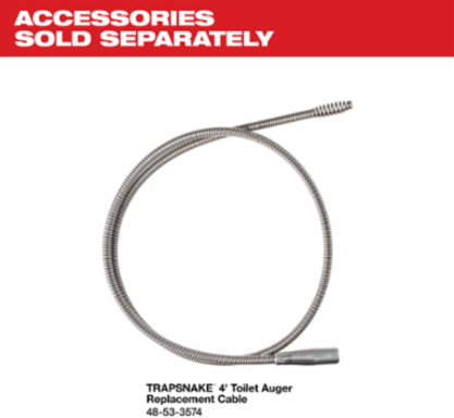 M12TM TRAPSNAKETM 4' Urinal Auger with 3/8 Inch Cable and Electric Power Source