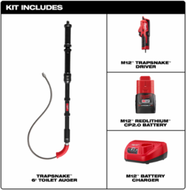 M12TM TRAPSNAKETM 6 ft Toilet Auger, Electric, 1/2 Inch Cable