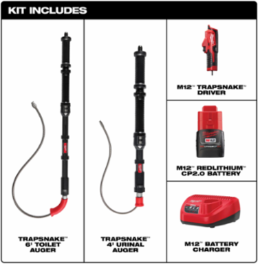 M12 TRAPSNAKE 2-Tool Combo Kit with 4' Urinal & 6' Toilet Augers