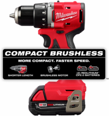 M18 Compact Brushless 1/2 Inch Drill/Driver Kit, 550 in-lbs Torque, 1700 RPM