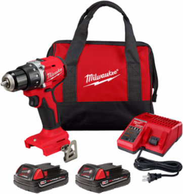 M18 Compact Brushless 1/2 Inch Drill/Driver Kit, 550 in-lbs Torque, 1700 RPM