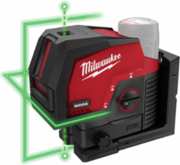 M12 Green Cross Line & Plumb Points Laser, 125 ft Range, Self-Leveling