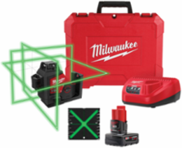 M12 Green 360 3-Plane Laser Kit, 125 ft Range, Self-Leveling, 15+ Hours Runtime