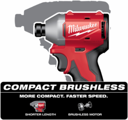 M18 Compact Brushless 1/4 Inch Hex Impact Driver, 1700 in-lbs Torque, 3600 RPM, 4.4 Inch Length