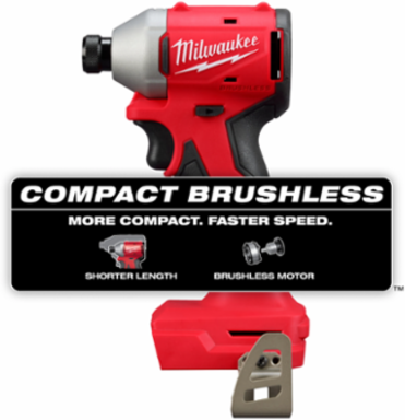M18 Compact Brushless 1/4 Inch Hex Impact Driver, 1700 in-lbs Torque, 3600 RPM, 4.4 Inch Length