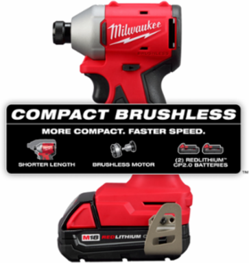M18TM Compact Brushless 1/4 Inch Hex Impact Driver Kit, 1700 in-lbs Torque, 3600 RPM
