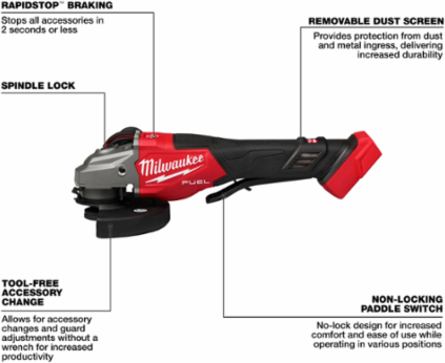 M18 FUEL™ 4-1/2"-6" Braking Grinder, Paddle Switch