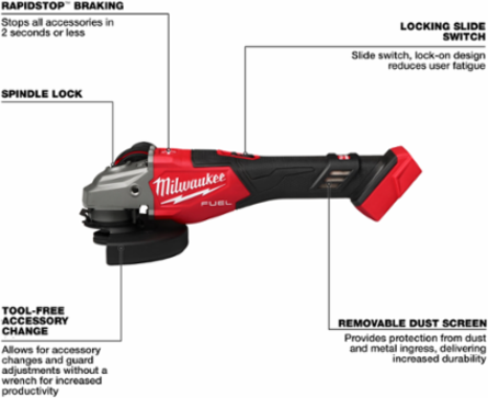 M18 FUEL™ 4-1/2"-6" Braking Grinder, Slide Switch