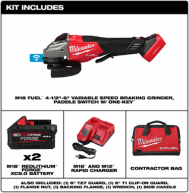 M18 FUEL™ 4-1/2"-6" Variable Speed Braking Grinder, Paddle Switch w/ ONE-KEY™ Kit