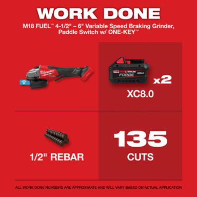 M18 FUEL™ 4-1/2"-6" Variable Speed Braking Grinder, Paddle Switch w/ ONE-KEY™ Kit