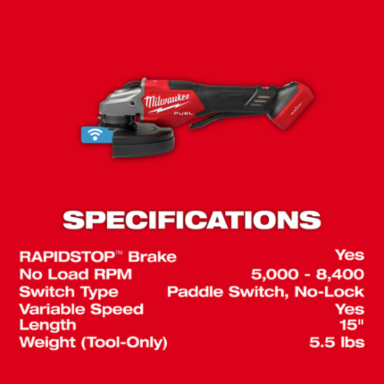 M18 FUEL™ 4-1/2"-7" Variable Speed Braking Grinder, Paddle Switch w/ ONE-KEY™