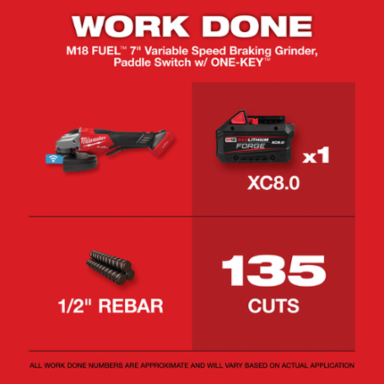 M18 FUEL™ 4-1/2"-7" Variable Speed Braking Grinder, Paddle Switch w/ ONE-KEY™