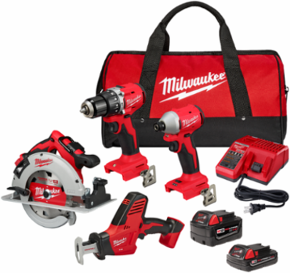 M18™ 4-Tool Combo Kit - Includes 1/2" Hammer Drill, 3-Speed Impact Driver, 7-1/4" Circular Saw, Hackzall
