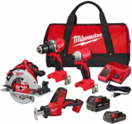 M18™ 4-Tool Combo Kit - Includes 1/2" Hammer Drill, 3-Speed Impact Driver, 7-1/4" Circular Saw, Hackzall