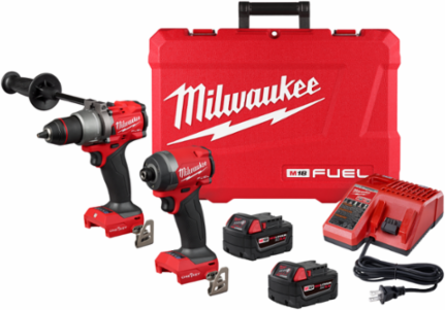 M18 FUEL™ 2-Tool Combo Kit, 1/2 Inch Hammer Drill, 1/4 Inch Impact Driver, 5.0Ah Battery