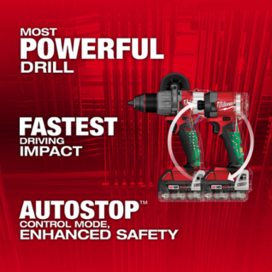 M18 FUEL™ 2-Tool Combo Kit: 1/2" Hammer Drill, 1/4" Impact Driver, 18V, 2 Batteries