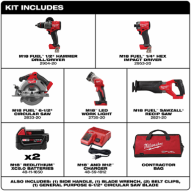 M18 FUEL 5-Tool Combo Kit with 1/4 in Hex Chuck, 6-1/2 in Blade