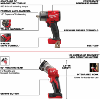 M18 FUEL 7-Tool Combo Kit, 18V, Includes 1/2 Inch Hammer Drill & 6-1/2 Inch Circular Saw