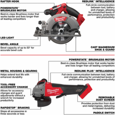 M18 FUEL 7-Tool Combo Kit, 18V, Includes 1/2 Inch Hammer Drill & 6-1/2 Inch Circular Saw