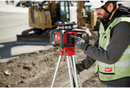 M18 Red Exterior Rotary Laser Level Kit - 2000 Ft Working Range, 7.14 lbs, 18V Battery