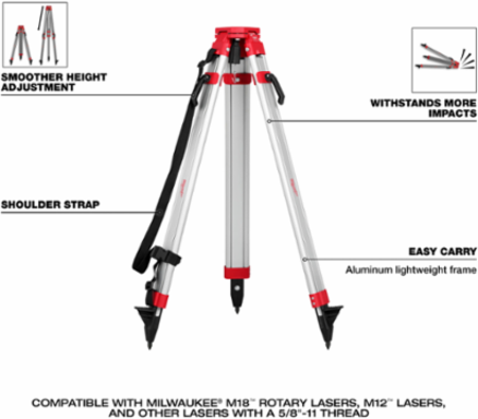 M18™ Red Rotary Laser Level Kit, 2000 ft Range, Includes Tripod & Receiver