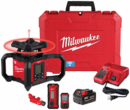 M18 Red Exterior Dual Slope Rotary Laser Level Kit - 4000 ft Range, 8.14 lbs Weight
