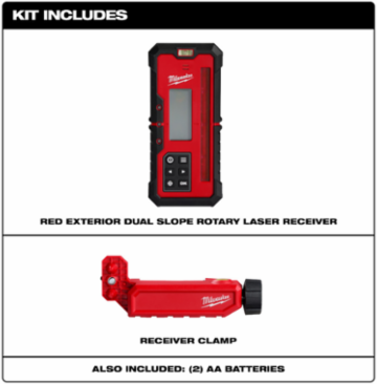 Red Exterior Dual Slope Rotary Laser Receiver, 4000 Ft Range, 7.11 Inch Length, IP67 Rated