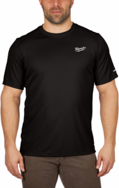 WORKSKINTM Black Lightweight Performance Shirt 2X, Crew Neck, Moisture-Wicking