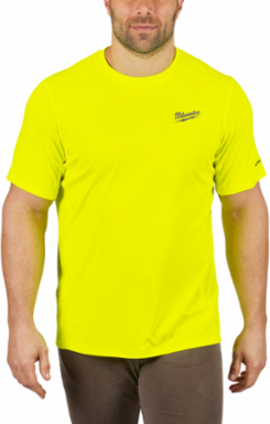 WORKSKINTM 2X-Large Hi Vis Yellow Performance Shirt, Short Sleeve, Moisture-Wicking